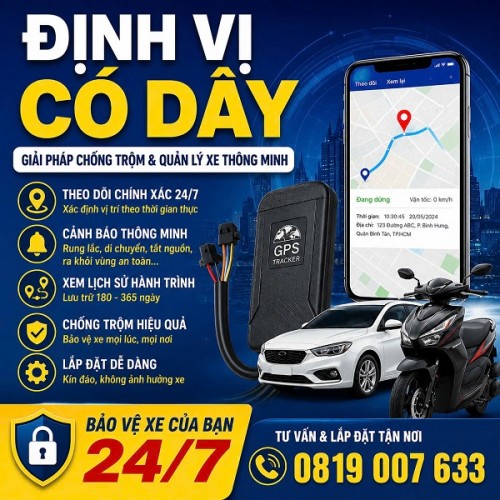 Định Vị Có Dây – Giải Pháp Quản Lý Xe Máy, Ô Tô Chính Xác, Chống Trộm Hiệu Quả 24/7