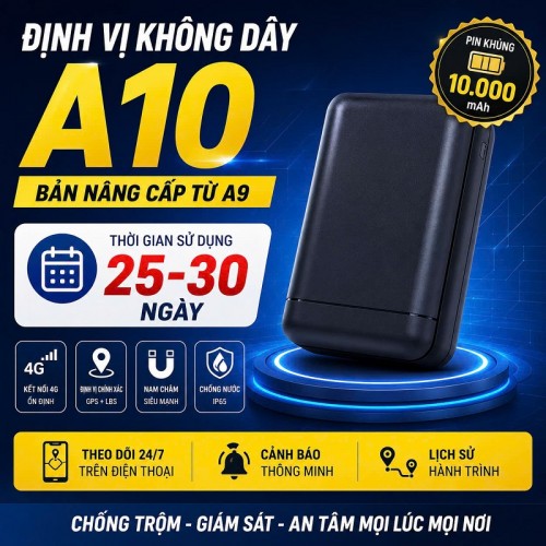 ĐỊNH VỊ KHÔNG DÂY A10 PIN 25 ĐẾN 30 NGÀY