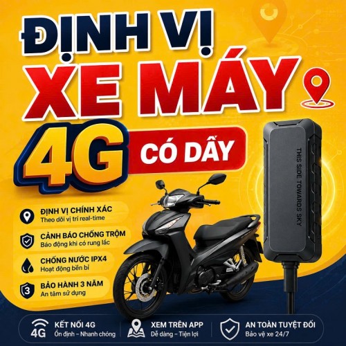 Top 1 Định Vị Xe Máy 4G Có Dây Tốt 2026: Siêu Nhỏ, Chính Xác, Chống Trộm 24/7