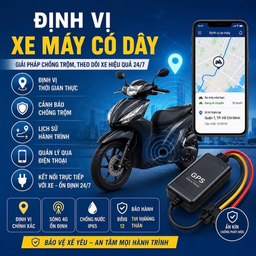 Định Vị Xe Máy Có Dây – Giải Pháp Chống Trộm, Theo Dõi Xe Hiệu Quả 24/7