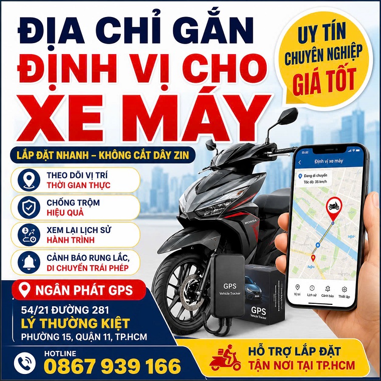 địa chỉ gắn định vị cho xe máy