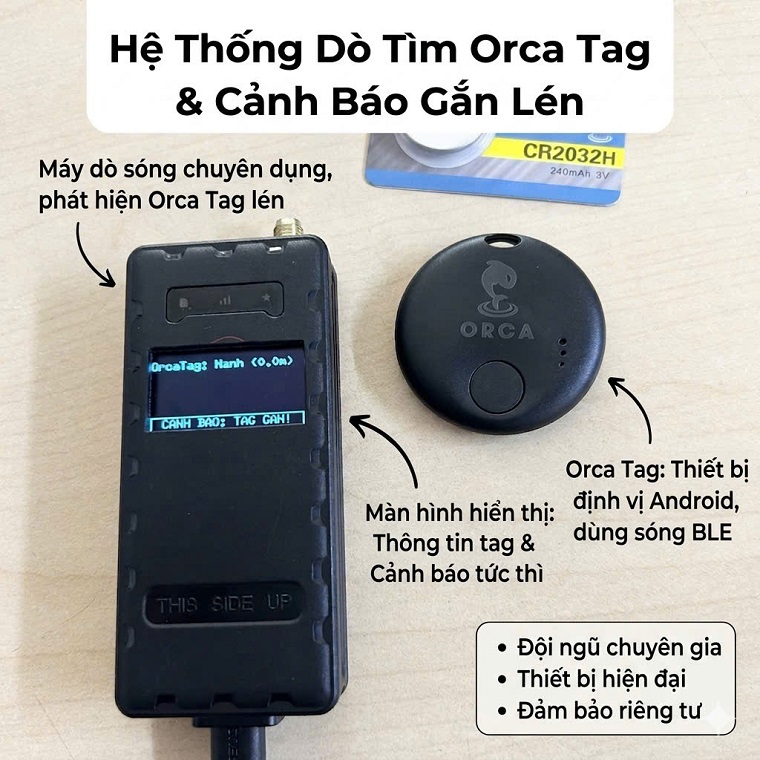 Dịch vụ dò tìm thiết bị định vị Orca Tag gắn lén trên xe Dịch vụ dò tìm thiết bị định vị Orca Tag gắn lén trên xe