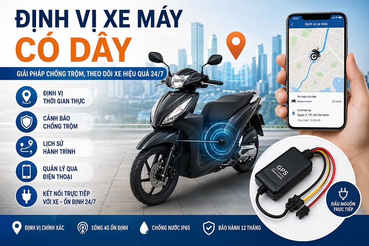 định vị xe máy có dây