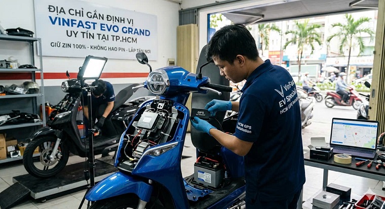 Địa chỉ gắn định vị vinfast evo grand tại tp hcm