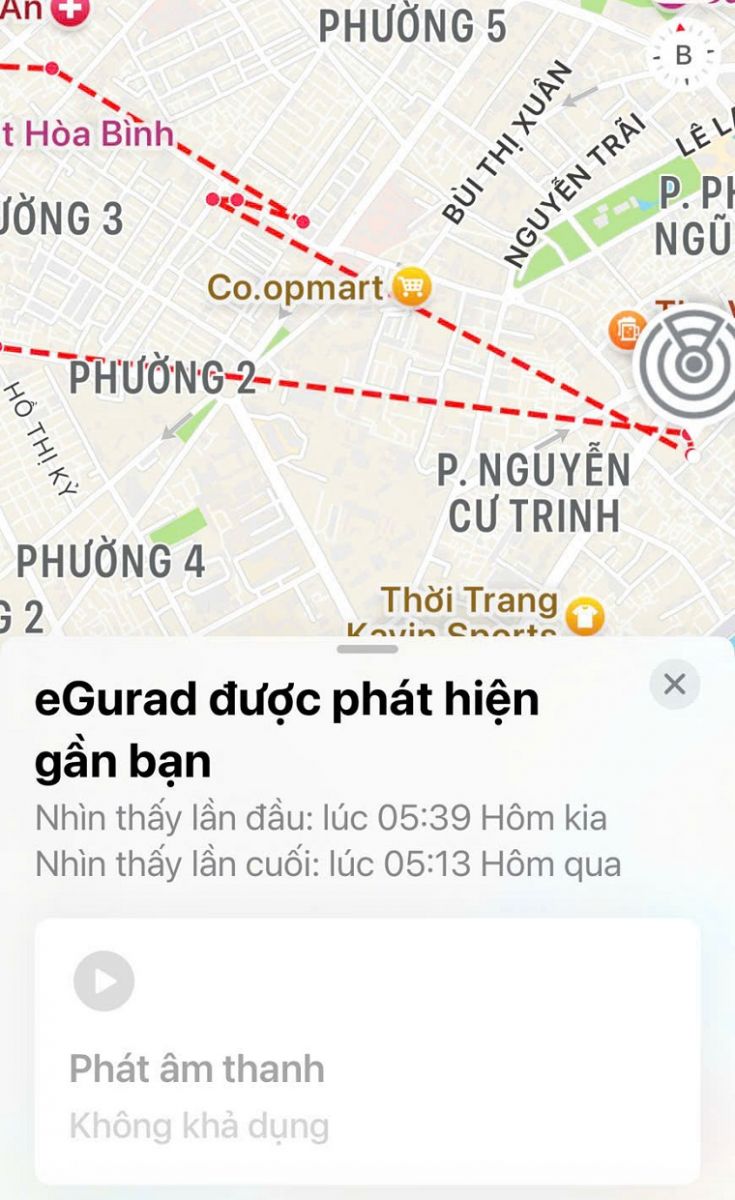 phát hiện egurad di chuyển với bạn