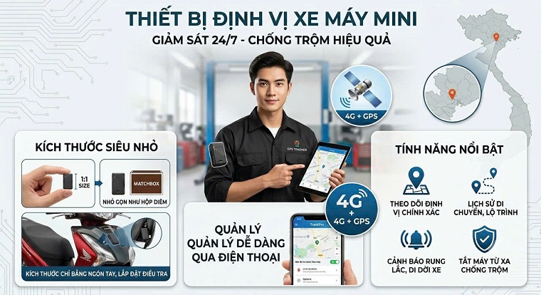 thiết bị định vị xe máy mini